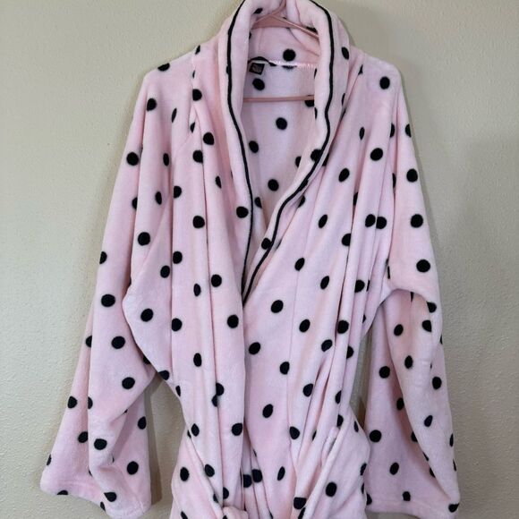 Victoria's Secret Pink Robe with Black Polka Dots XL/XXL - Picture 2 of 6